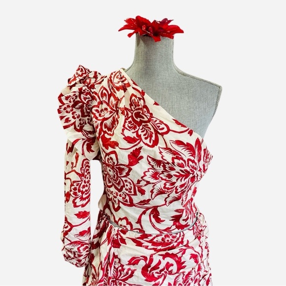 ZARA FLORAL PRINTED MINI SKIRT red/white size L. 2 piece skirt set, mini skirt - Picture 6 of 16